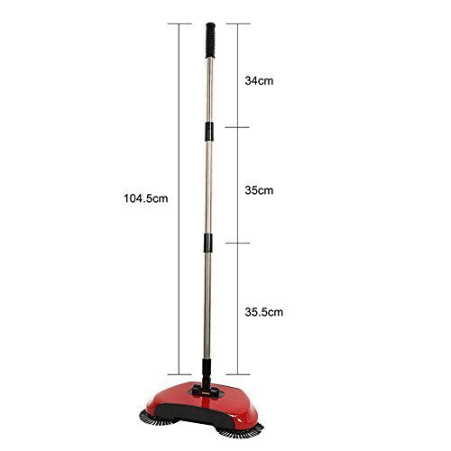 DGOOLS Rotating Brush Spin Hand Push Broom Sweeper Dust Collector Floor Surface Cleaning Mop
