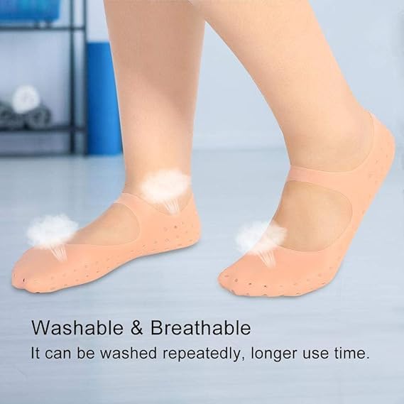 NEPROENT Silicone Full Length Anti Crack Foot Protector Moisturizing Socks for Foot Care and Heel Cracks for Men and Women (Free Size)
