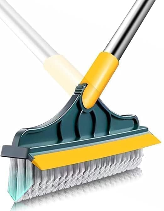 uptronic Stainless Steel Bathroom Cleaning Brush with Wiper Upgraded 2 in 1 Toilet Brush Bathroom Brush with Long Handle 120° Rotate Bathroom Floor Cleaning Brush Bathroom Cleaning Accessories (Green)