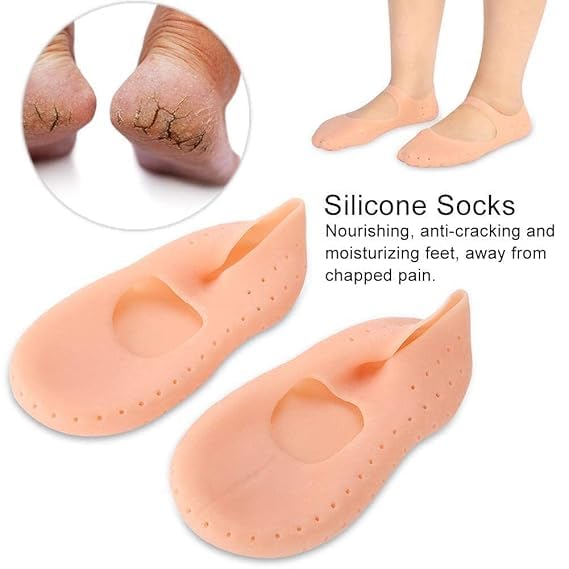NEPROENT Silicone Full Length Anti Crack Foot Protector Moisturizing Socks for Foot Care and Heel Cracks for Men and Women (Free Size)