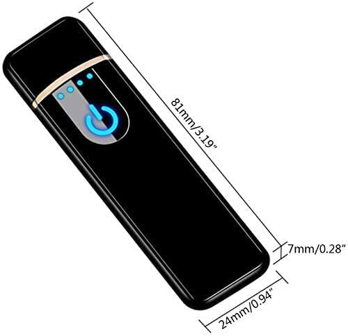 MAGBHA Metal Smart Fingerprint Sensor Lighter with Indicator Light, Compact&Portable Design, Smart Sensor Gas Lighter, USB Rechargeable Lighter Touch Scree|Black