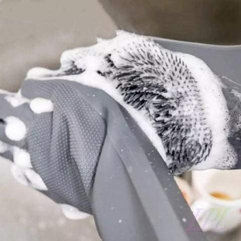Aim Emporium Silicone Dish Washing Gloves, Silicon Cleaning Gloves, Silicon Hand Gloves for Kitchen Dishwashing and Pet Grooming, Great for Washing Dish, Car, Bathroom.