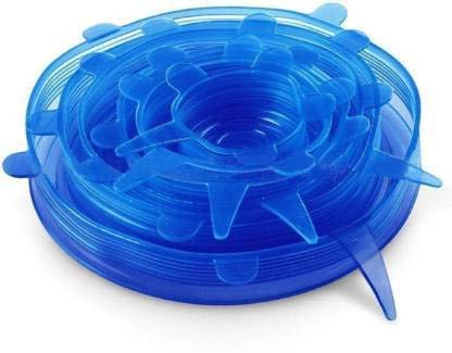 Carrot - Silicone Stretch Lids, Multi Size Reusable Silicone Lids Food And Bowl Covers, Dishwasher And Freezer Safe (Color May Vary) (Pack Of 6 Pcs), 10x10x2 Cm