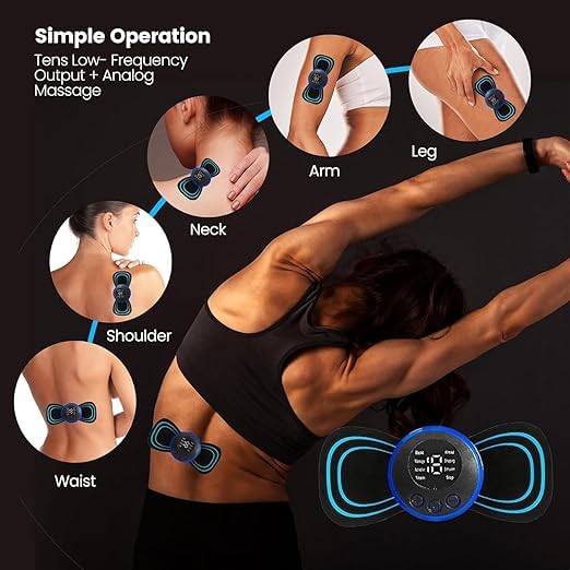 Massager Body machine for pain relief 8 mode & 19 strength level ems butterfly for shoulder legs massage neck mini back (Multicolour) 2025