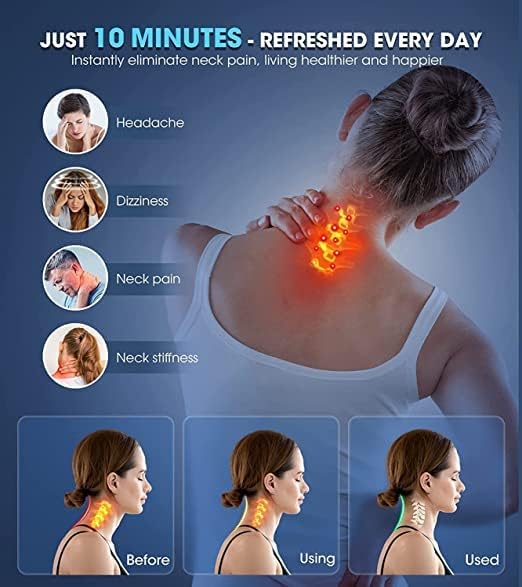 CartsCorner Neck and Shoulder Relaxer, Cervical Traction Device for Pain Relief and Spine Alignment, Chiropractic Pillow Neck Stretcher, Blue