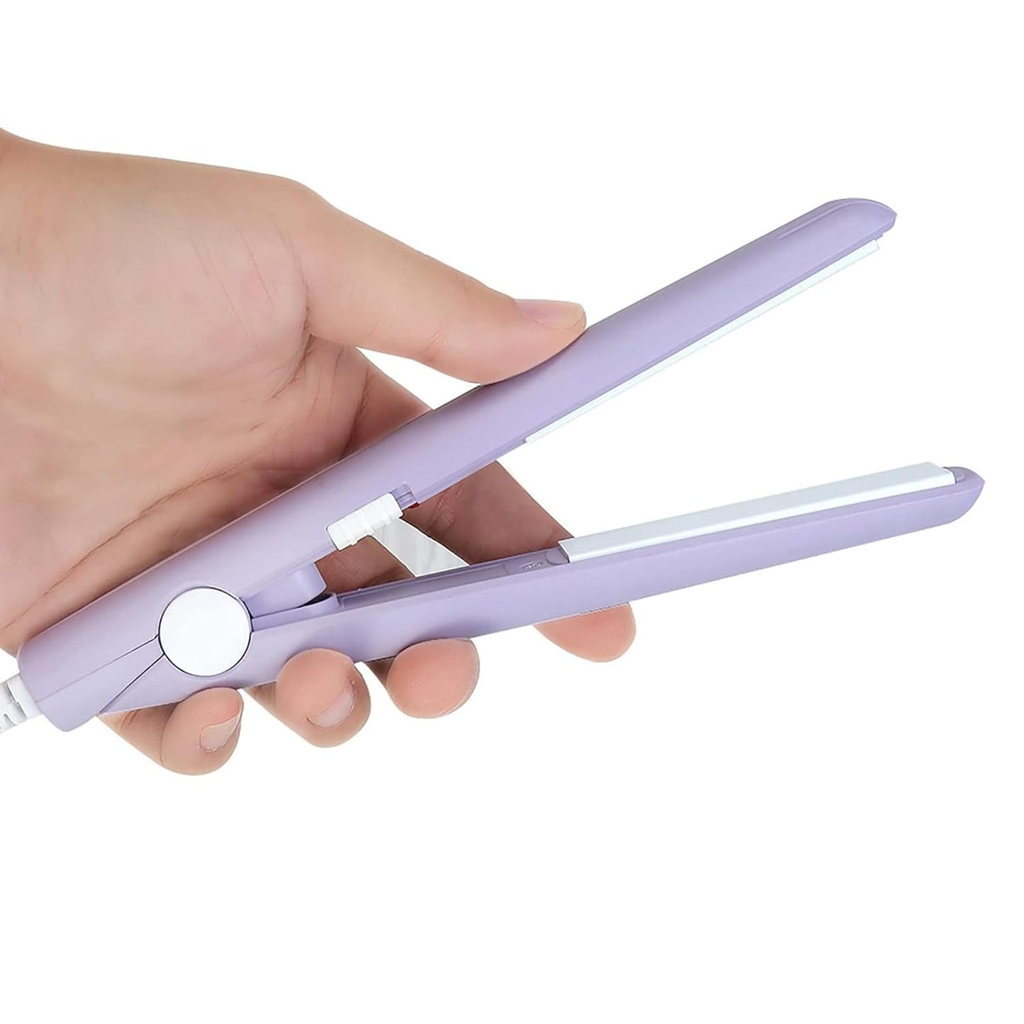 YIPINER Mini Hair Straightener 2 in 1 Straight and Curly Hair Flat Iron Ceramic Tourmaline Plate 100-240V 20W US Plug, Purple