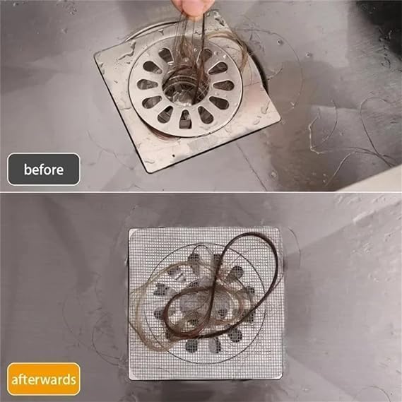 Disposable Shower Drain Cover, Disposable Waterproof Hair Catcher, Shower Drain Mesh Stickers, Bathroom, Bathtub Drain Kitchen Shower Drain Floor, Sink Strainer Filter (13cm x 13cm) (Pack of 10)