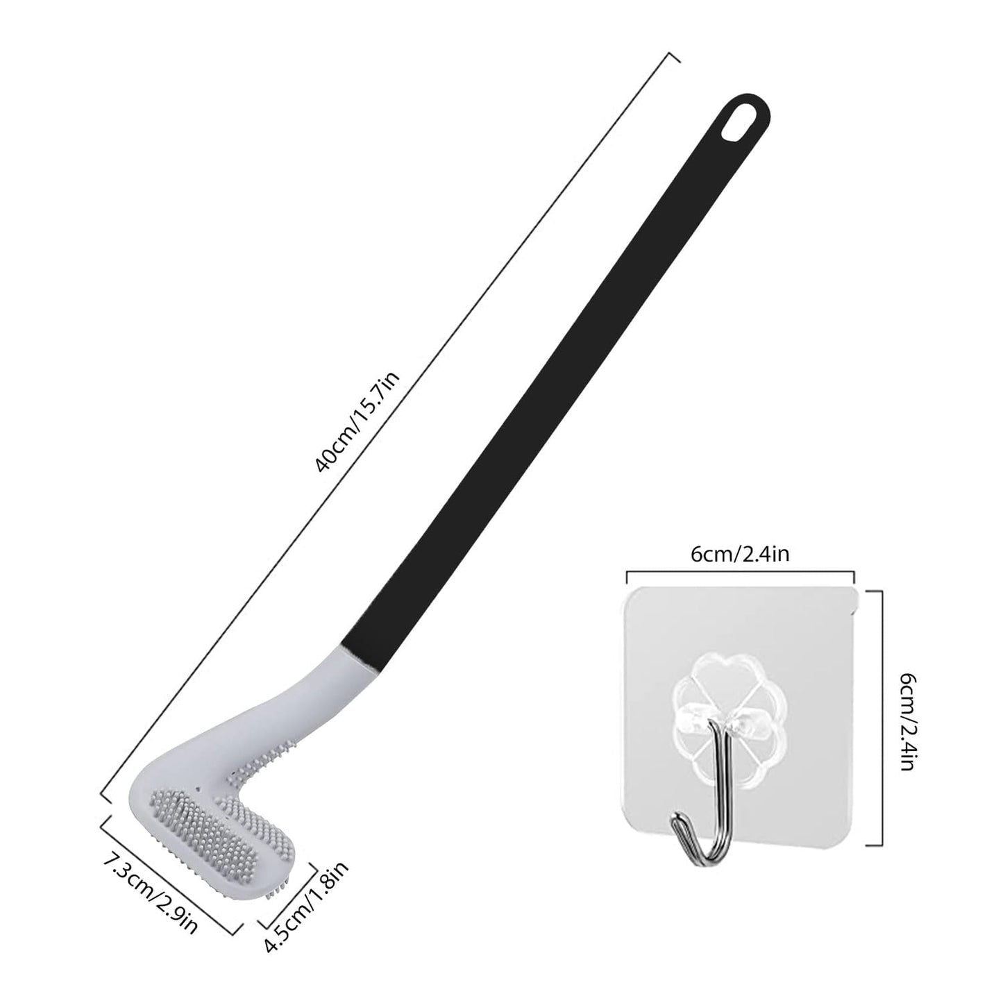 Pivalo Golf Shape Silicone Toilet Brush with Self-Adhesive Wall Hook Holder Anti-drip Non-Slip Long Handle Quick & Easy Cleaning Bathroom Cleaner Set for Western & Indian Toilets (Pack of 1