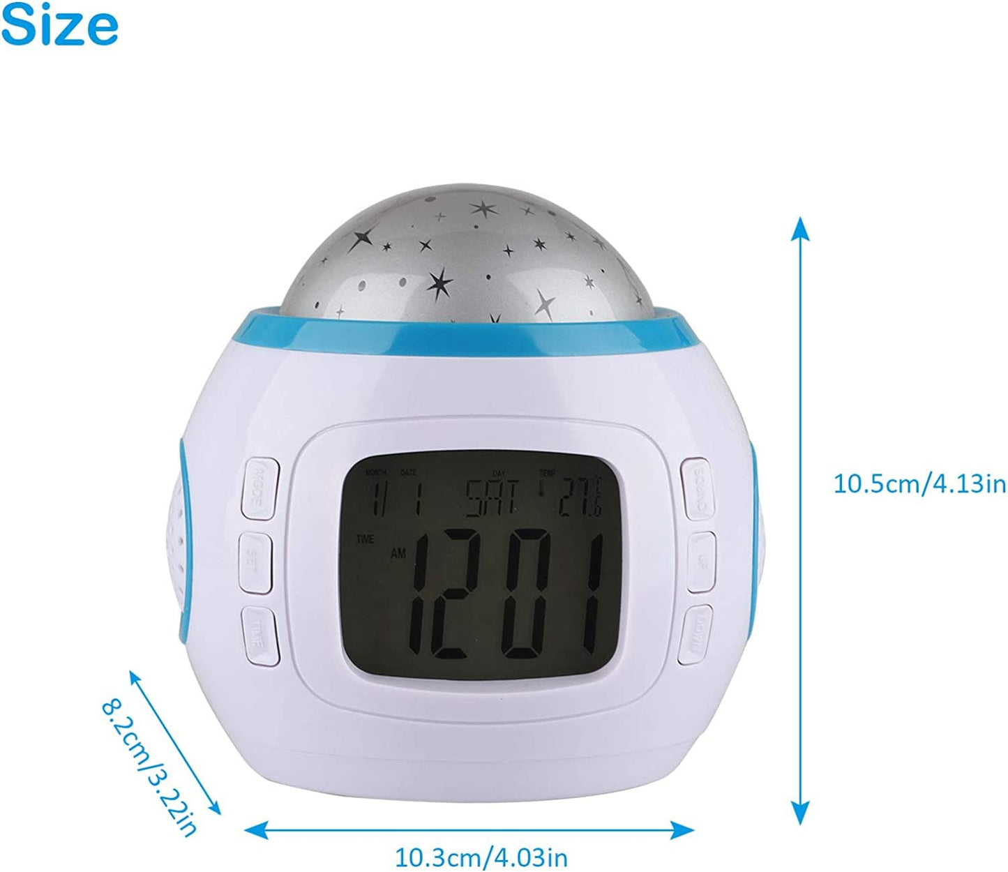 Kids Alarm Clock, Stars 7 Color Changing Night Light, LED Star Projector Starry Night Light, Digital Alarm Clock Temperature Detect for Toddler, Children Boys and Girls