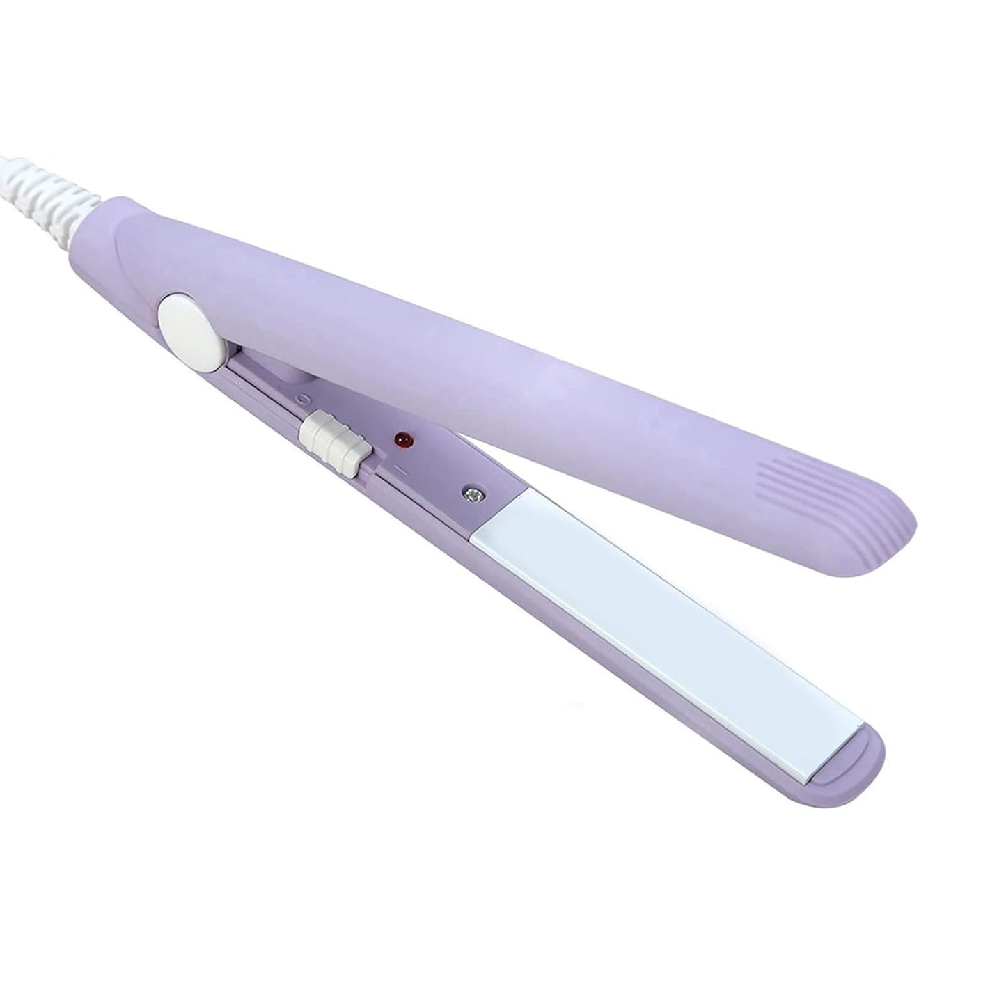 YIPINER Mini Hair Straightener 2 in 1 Straight and Curly Hair Flat Iron Ceramic Tourmaline Plate 100-240V 20W US Plug, Purple