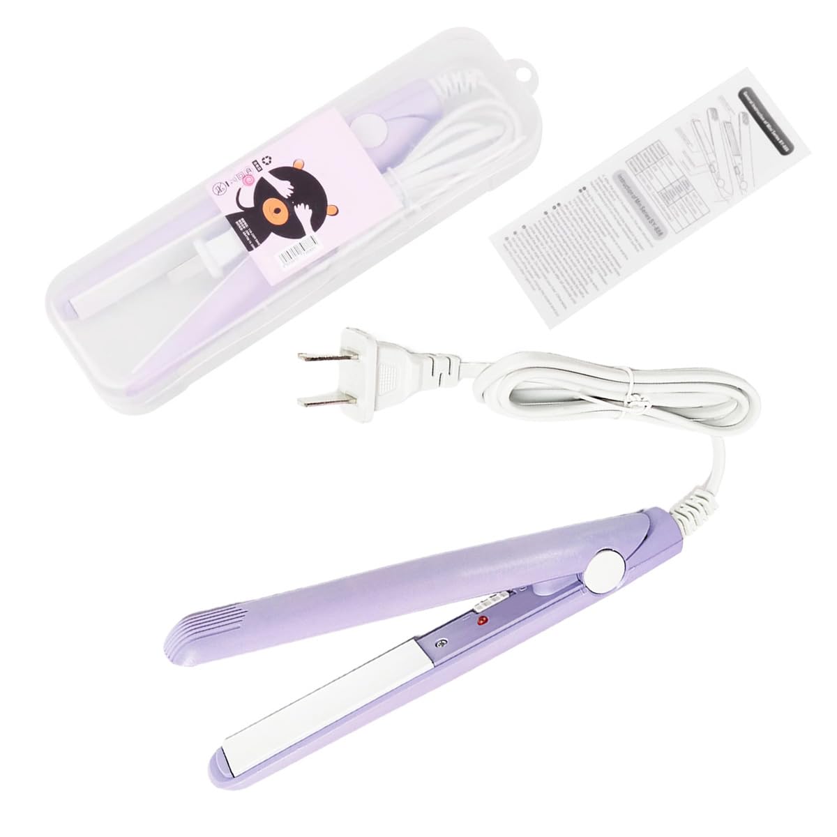 YIPINER Mini Hair Straightener 2 in 1 Straight and Curly Hair Flat Iron Ceramic Tourmaline Plate 100-240V 20W US Plug, Purple