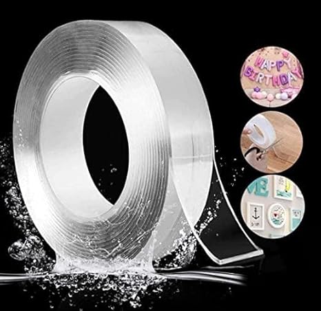 Double Sided Tape Heavy Duty - Adhesive Silicone Tape, Heat Resistant, Multi-Functional, Removable, Washable, Reusable Anti-Slip Gel Nano Grip Tape 3 Meter Multipurpose