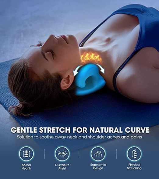 CartsCorner Neck and Shoulder Relaxer, Cervical Traction Device for Pain Relief and Spine Alignment, Chiropractic Pillow Neck Stretcher, Blue