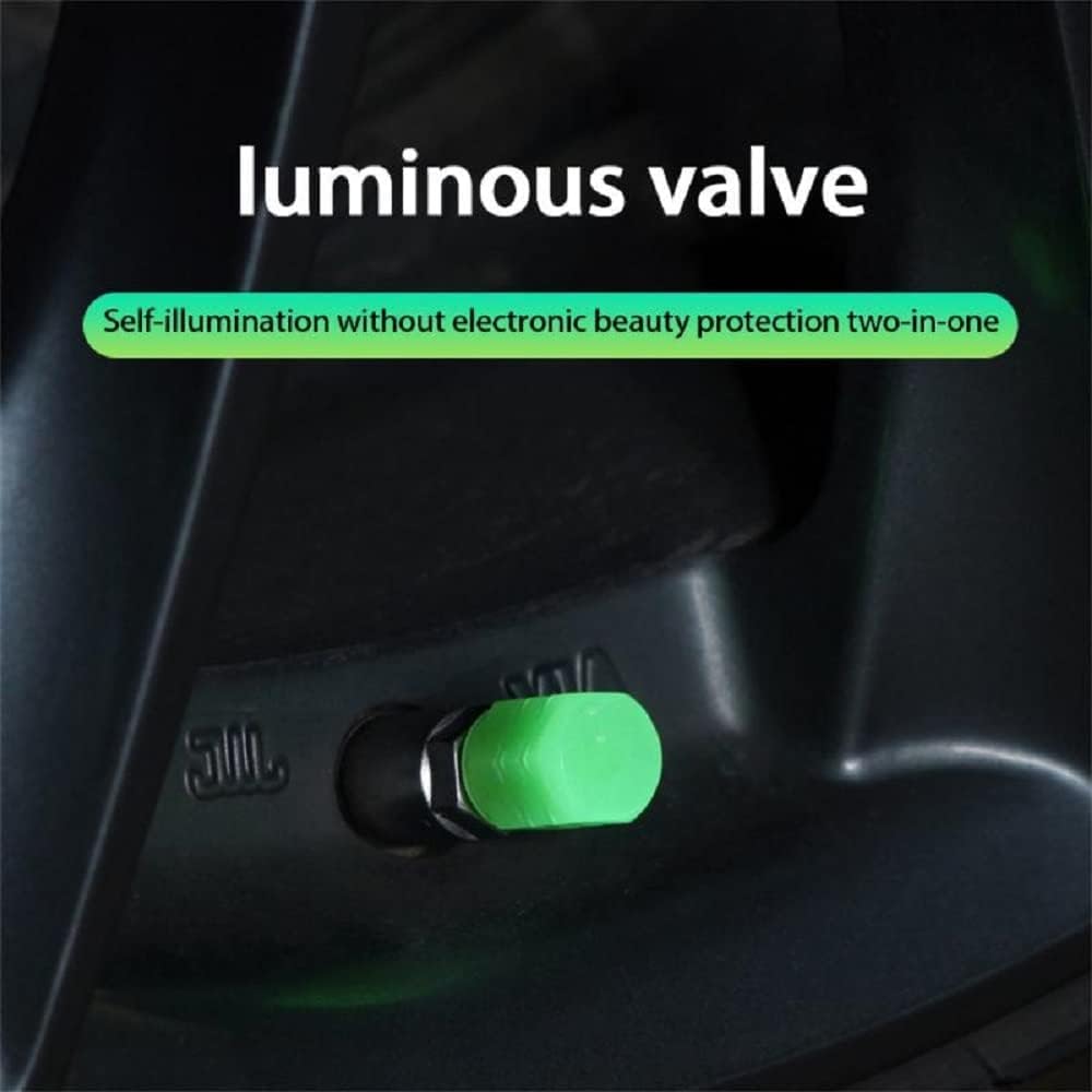 9UP® Radium Valve Cap for Vehicles - 12Pcs | Car Tyre Rim Air Caps Cover | Universal Radium Caps for Car, Truck, Motorcycles, Bike (Pack of 12, Colour – Green)