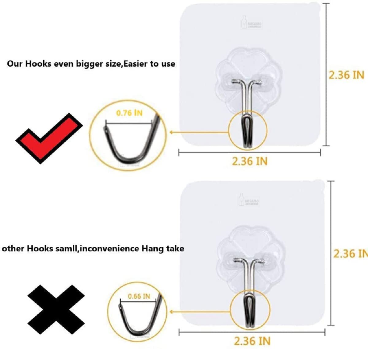 Misamo Enterprise PVC Wall Hooks, Pack of 15, Transparent