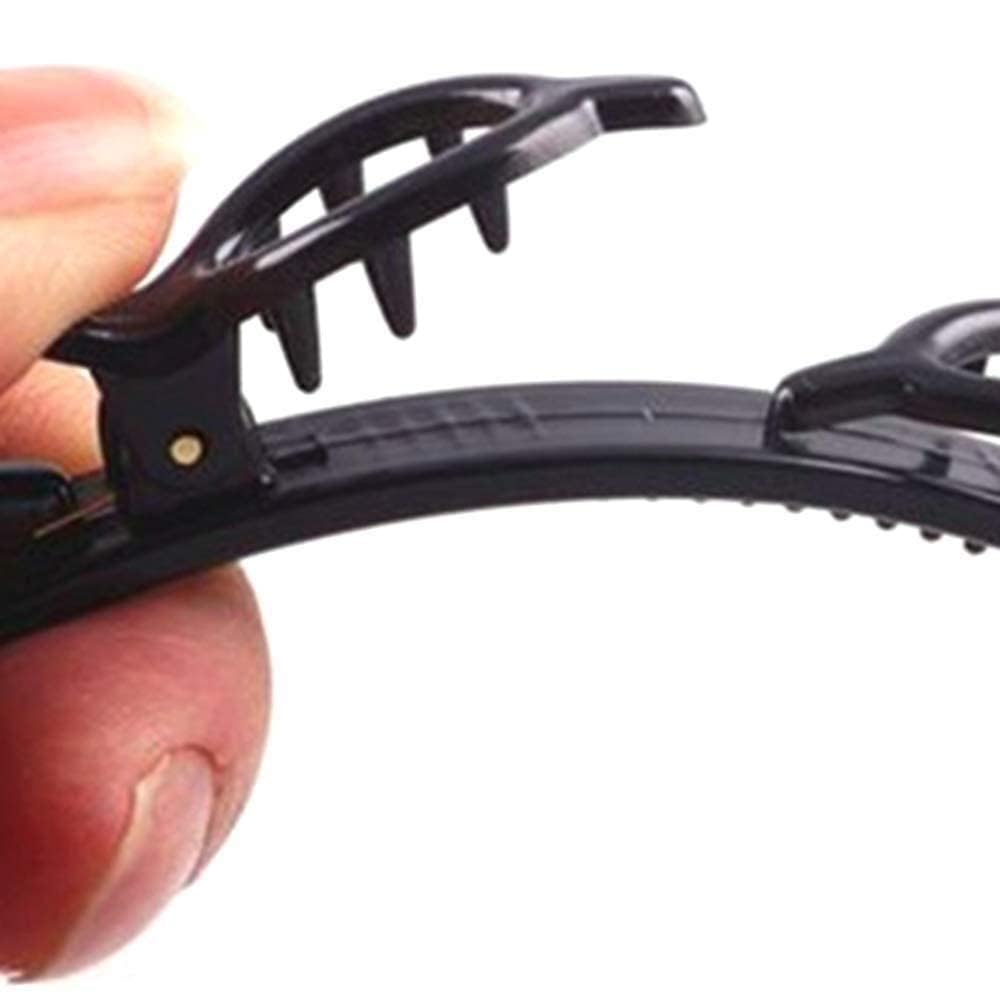 QITIS Twist Hairband Trunk Plastic Hair Hair Band, Hairstyle Braid Tool Barrettes for Thin or Thick Hair Alligator Clips Korean Style Hairband for Girls and Women (BLACK, FREE SIZE) (Pack of 2)