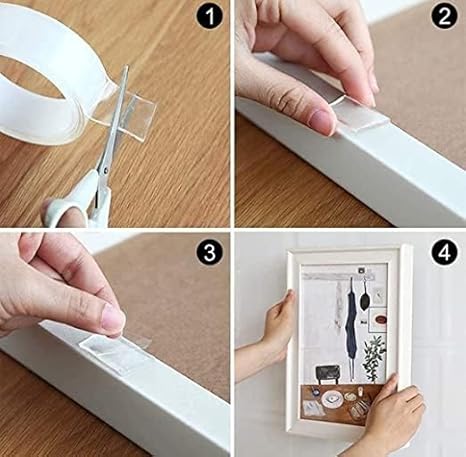 Double Sided Tape Heavy Duty - Adhesive Silicone Tape, Heat Resistant, Multi-Functional, Removable, Washable, Reusable Anti-Slip Gel Nano Grip Tape 3 Meter Multipurpose