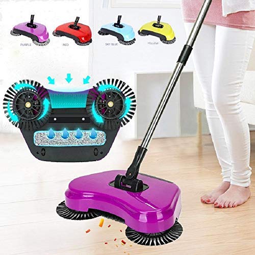 DGOOLS Rotating Brush Spin Hand Push Broom Sweeper Dust Collector Floor Surface Cleaning Mop