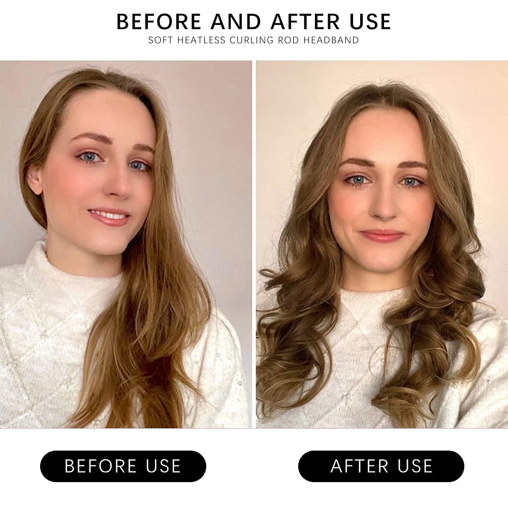 Heatless Hair Curler, Flexible Curling Rod with Hook, Satin Rollers for All Hair Types, No Heat Curls to Sleep for Curl Rods, Heatless Curls for Blowout Hair, Brown (Pink, Free)