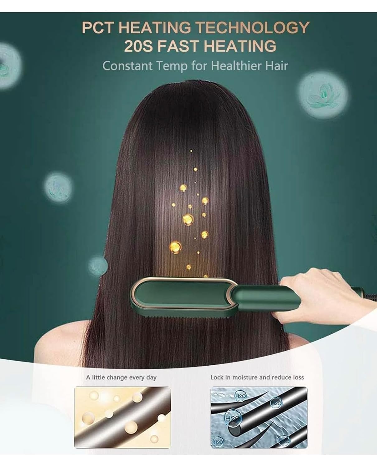 VRINDAVANESVARI Hair Straightener HQT-909B Hair Straightener machine Brush Heating Electric Straightener Hair Straightening Iron Built with Comb PTC Heating Electric Straightener
