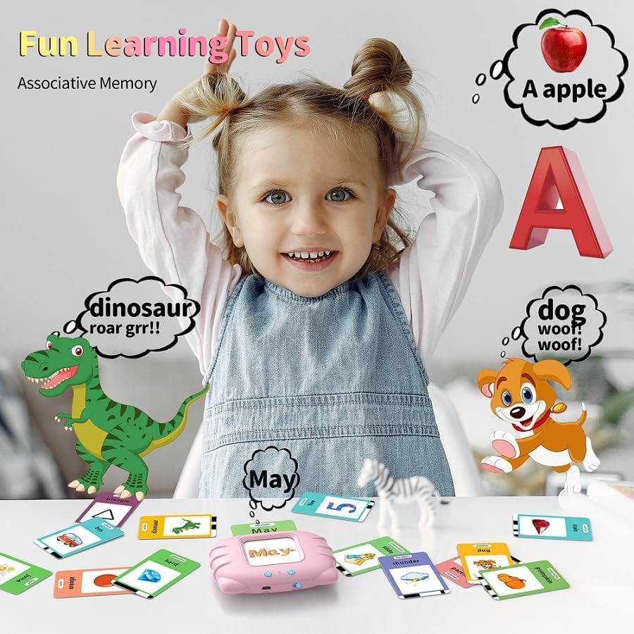 Storio Montessori Talking Flash Cards for Kids 2-5 Years | Rechargeable Educational Learning Toy for Toddlers | Cognitive Language Skills Builder for Boys & Girls | Sound Flashcard Device for Babies
