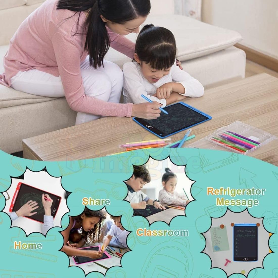 Toy Imagine LCD Writing Tablet for Kids – 8.5 Inch Digital Slate Pad for Drawing & Writing | Rewritable LCD Board for Kids Age 3-10 Years | Smart Writing Tab for Boys & Girls