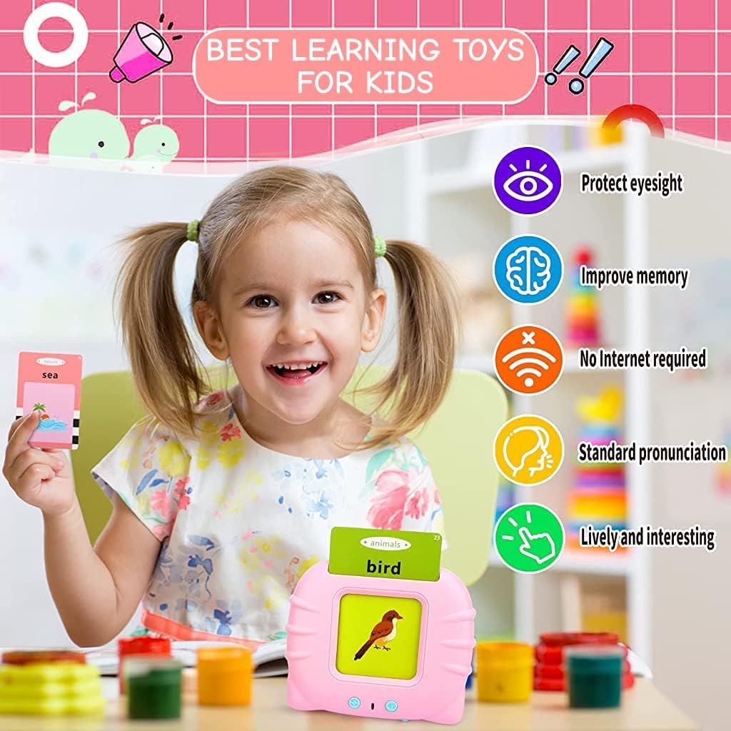 Storio Montessori Talking Flash Cards for Kids 2-5 Years | Rechargeable Educational Learning Toy for Toddlers | Cognitive Language Skills Builder for Boys & Girls | Sound Flashcard Device for Babies
