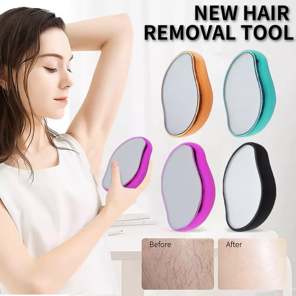 SPEFEZ Crystal Hair Eraser, Crystal Hair Remover Painless Exfoliation, Quick and Easy Painless Hair Removal Tool for Arms Legs and Back,Portable mild hair remover, Reusable & Washable (A)