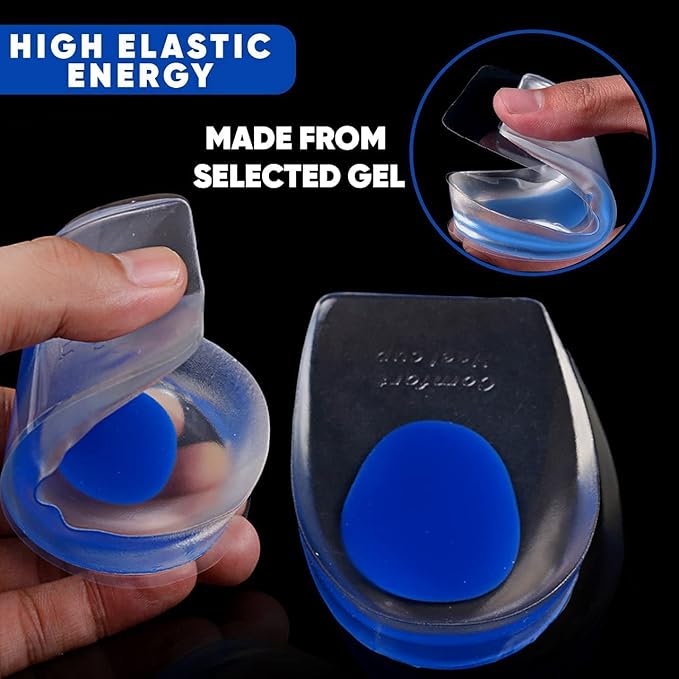 Silicone Shoe Heel Pad Support Pad Height Increase Insole Insoles for Heel Pain All-Day Shock Absorbing Relief