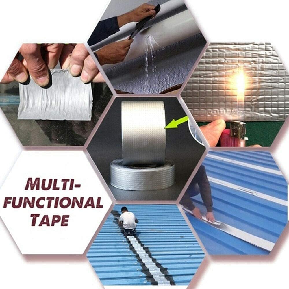 Purabelle Waterproof Butyl Tape, Leak Repair Tape, Foil Butyl Repair Tape, Multipurpose Repair Tape, Plumbing, Sunroom, Roof Cracks, Window, RV, Awning Sealing (2''x16.4 ft)