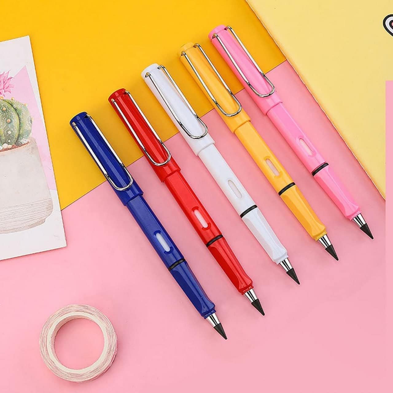 SPRADE Inkless Pencil Set – 6 PCS Eco-Friendly Eternal Pencils with Erasers – Reusable Writing Tools for School, Office & Drawing