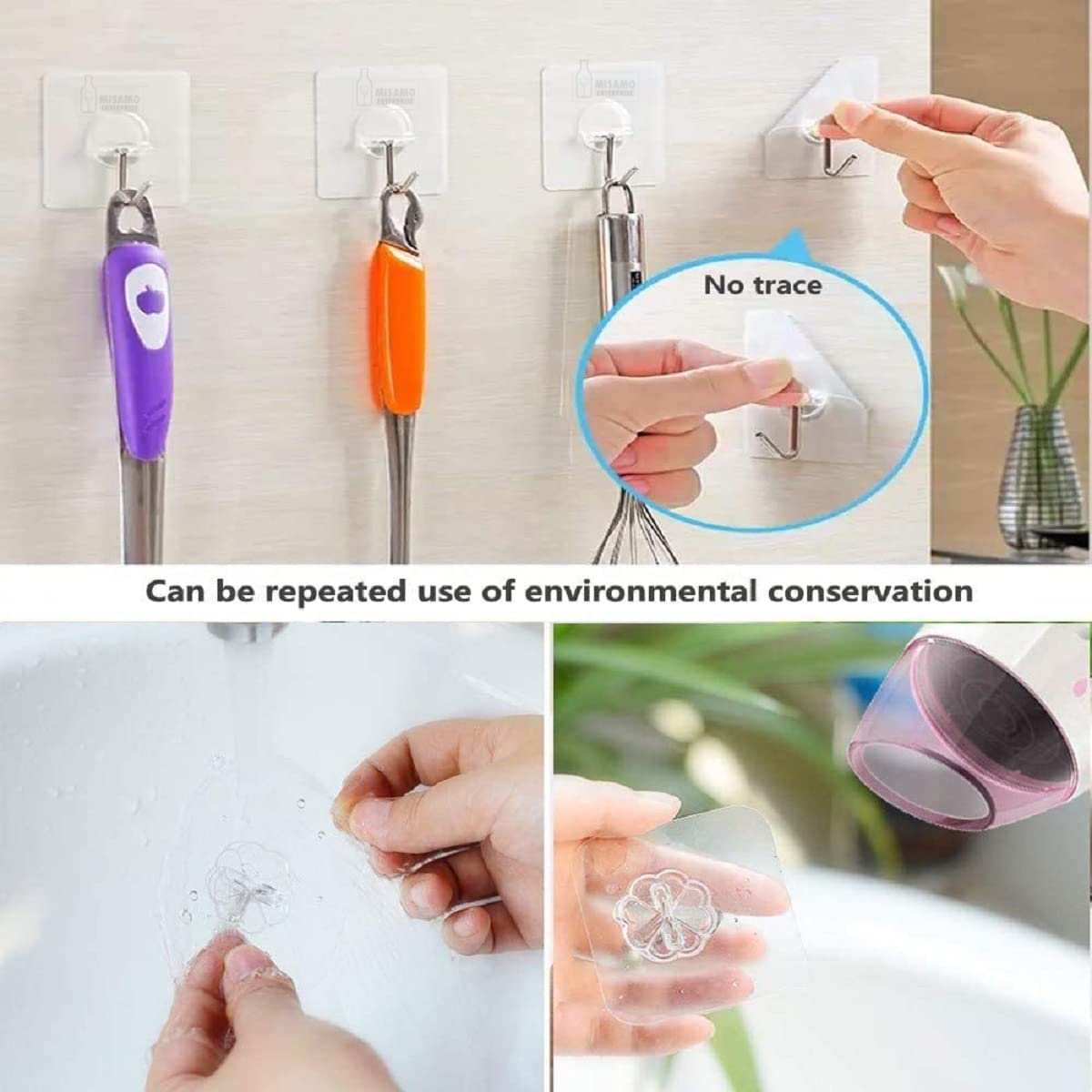 Misamo Enterprise PVC Wall Hooks, Pack of 15, Transparent