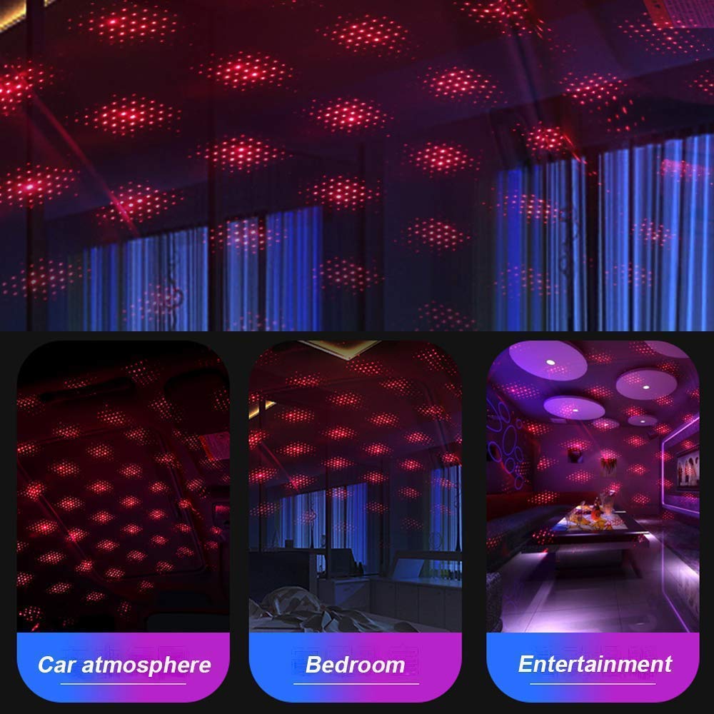 Ruslaan Freely Portable USB Car Interior Star Projector Night Light - Atmospheres Decoration for Cars, Trucks Office and Home Lights Romantic LED Ceiling Light, Adjustable Multiple Modes(Pack of 1)