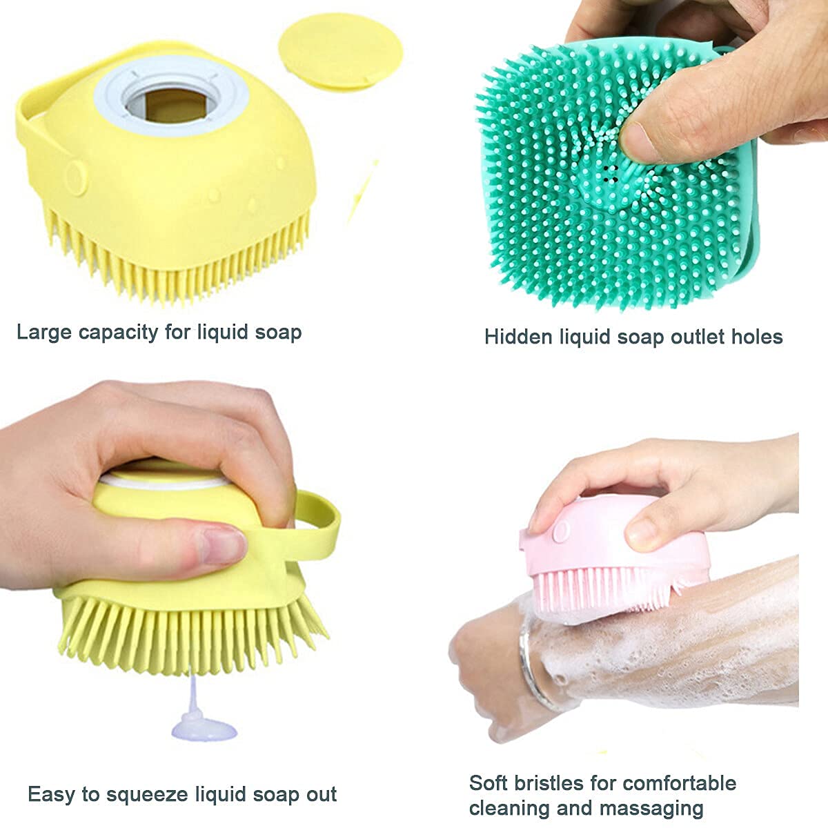 UrbanBite Body Scrubber for Men Silicone Bath Brush with Shower Gel Soap Dispenser Mud & Dirt Remover with Soft Silicone Bristle with Non-Toxic Brushes for Nourishing Cleaning Exfoliating Your Skin