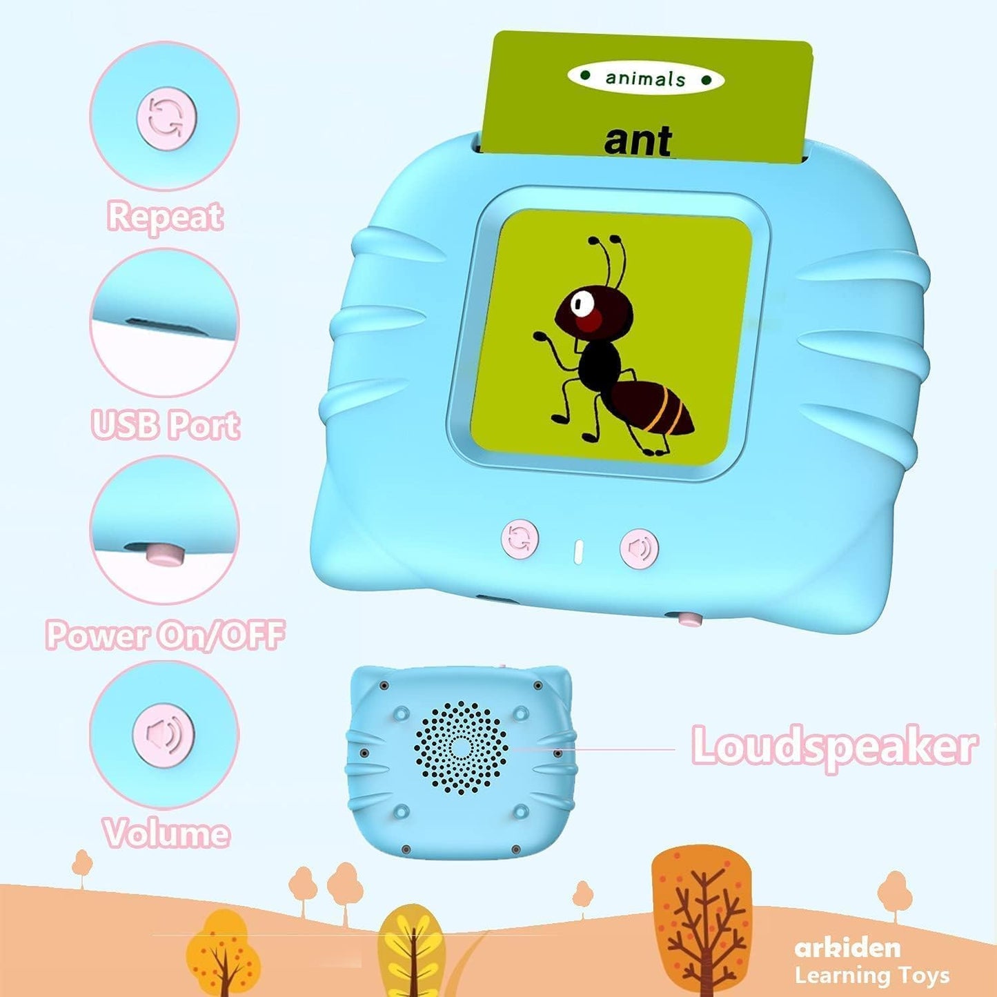 Storio Montessori Talking Flash Cards for Kids 2-5 Years | Rechargeable Educational Learning Toy for Toddlers | Cognitive Language Skills Builder for Boys & Girls | Sound Flashcard Device for Babies