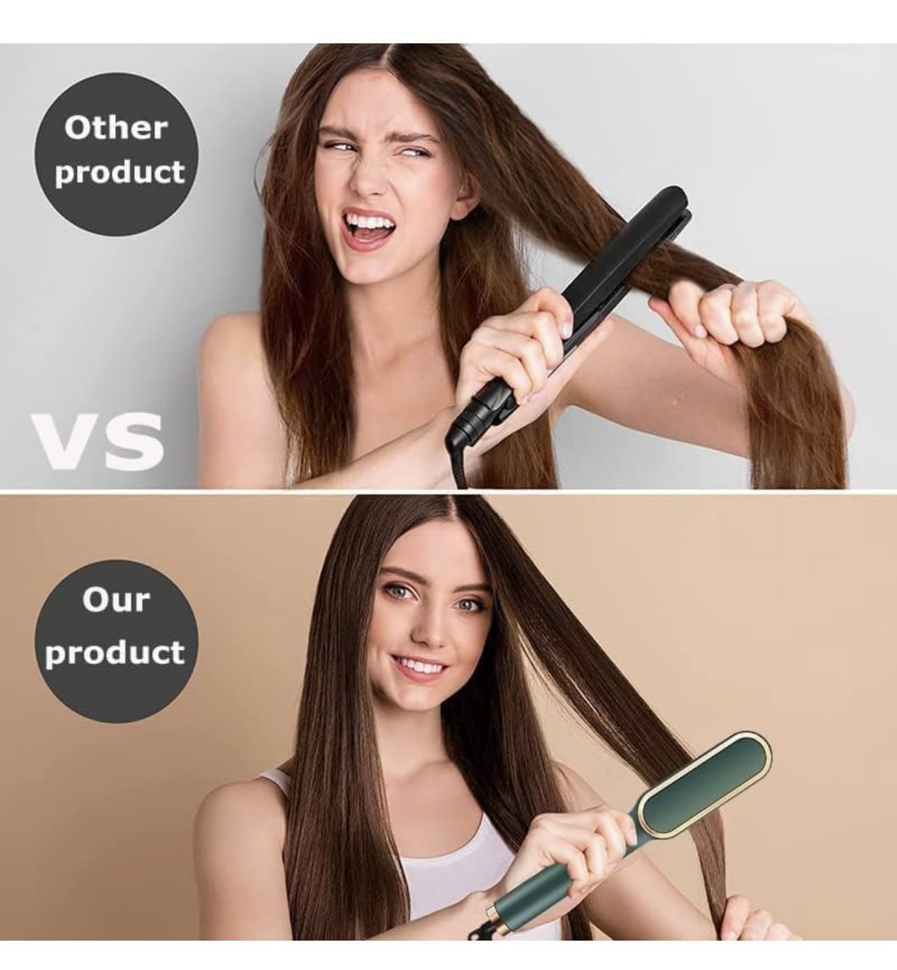 VRINDAVANESVARI Hair Straightener HQT-909B Hair Straightener machine Brush Heating Electric Straightener Hair Straightening Iron Built with Comb PTC Heating Electric Straightener