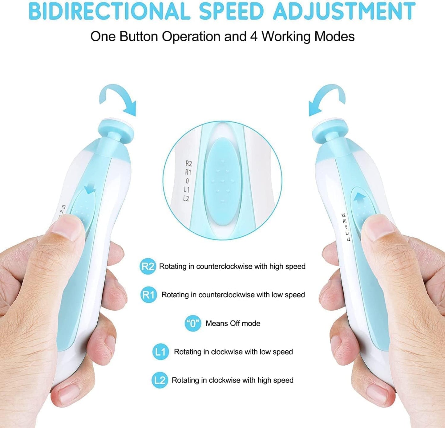 LATEHIMAK Baby Nail Trimmer New Born with Lights | Electric Baby Nail Cutter 0-6 Months with Multiple Filer Heads Adjustment | New Born Baby Products, Pack of 1
