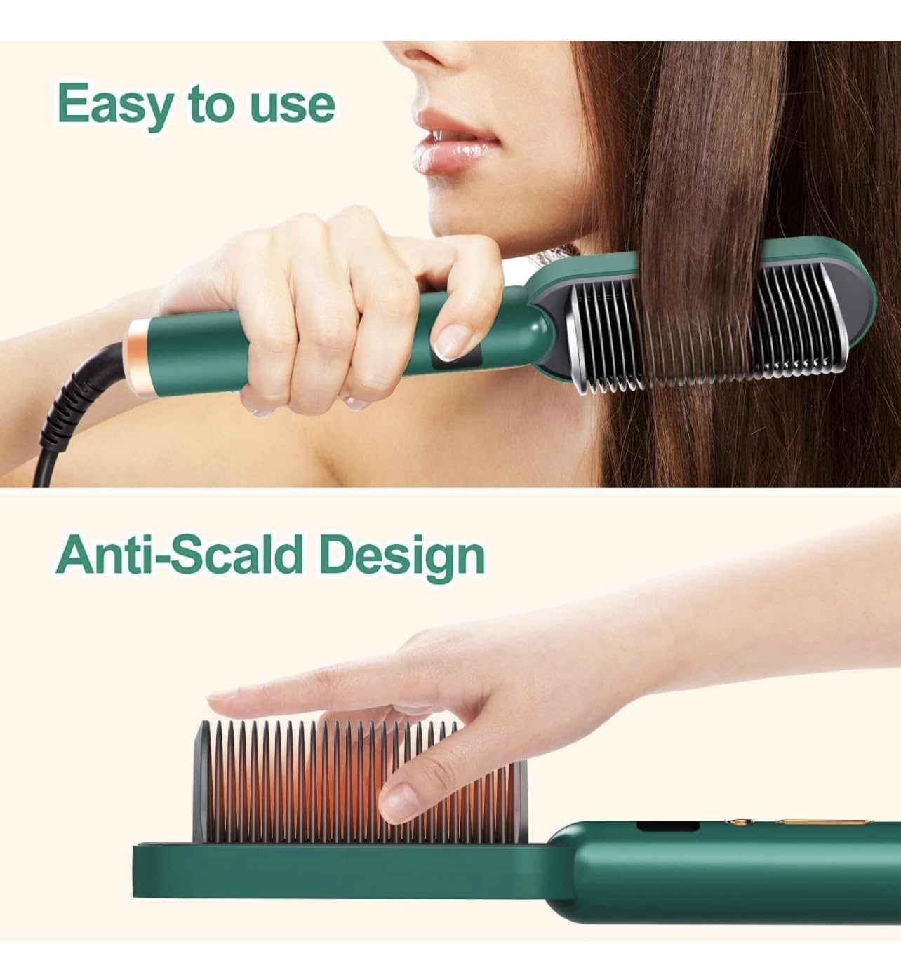 VRINDAVANESVARI Hair Straightener HQT-909B Hair Straightener machine Brush Heating Electric Straightener Hair Straightening Iron Built with Comb PTC Heating Electric Straightener
