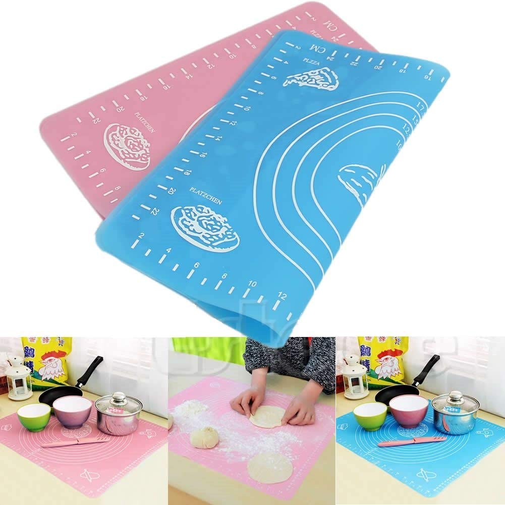 Shelony Silicone Baking Mat for Pastry Rolling with Measurements|Non-Stick Fondant Mat|Liner Heat Resistance Table Placemat Pad Pastry Board|Reusable Bpa Free(Random Color)(Baking Mat 50 * 40 Cm)