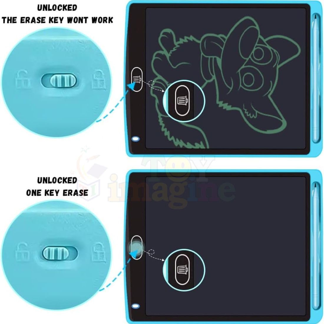 Toy Imagine LCD Writing Tablet for Kids – 8.5 Inch Digital Slate Pad for Drawing & Writing | Rewritable LCD Board for Kids Age 3-10 Years | Smart Writing Tab for Boys & Girls