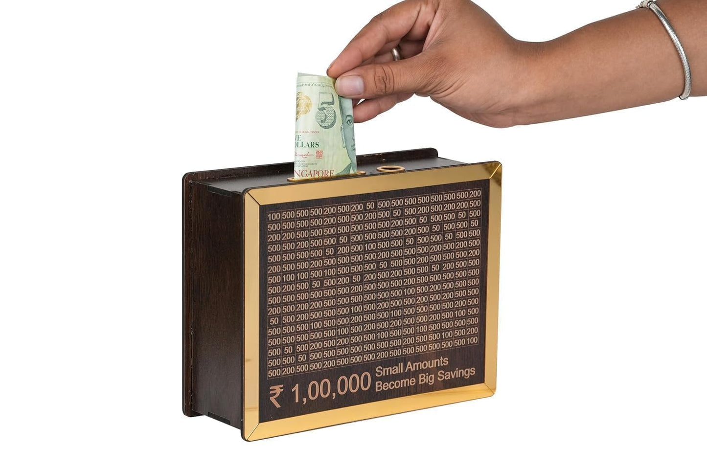JELVI Wooden Piggy Bank for Kids & Adults, Coin Box with Carved Design,Savings Box,Money Bank Mini Bank,Donation Box,Smart Money Box,Wooden Coin Box, Money Saver, Money Bank Piggy Bank with Numbers