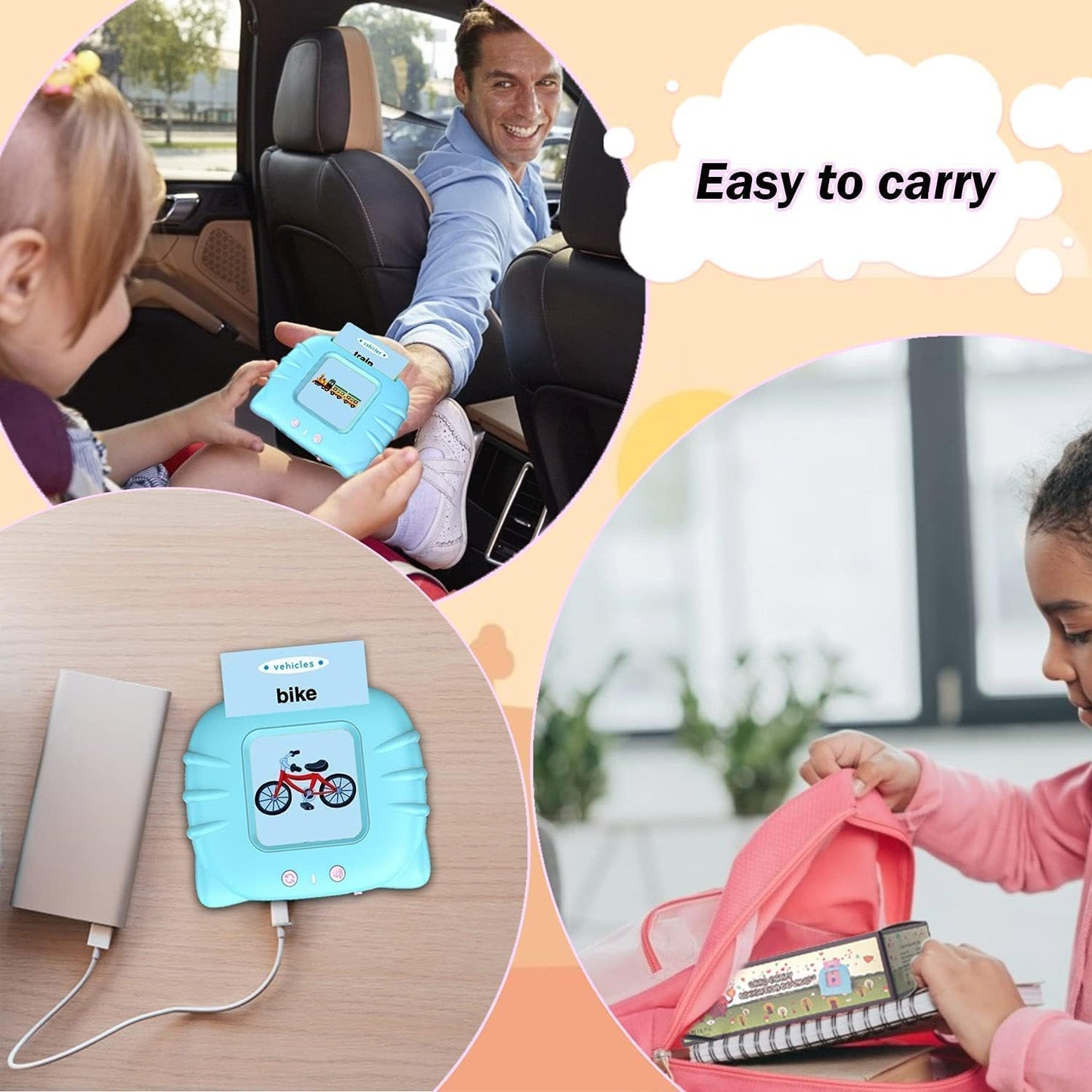 Storio Montessori Talking Flash Cards for Kids 2-5 Years | Rechargeable Educational Learning Toy for Toddlers | Cognitive Language Skills Builder for Boys & Girls | Sound Flashcard Device for Babies
