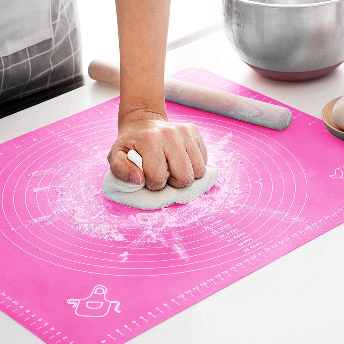 Shelony Silicone Baking Mat for Pastry Rolling with Measurements|Non-Stick Fondant Mat|Liner Heat Resistance Table Placemat Pad Pastry Board|Reusable Bpa Free(Random Color)(Baking Mat 50 * 40 Cm)