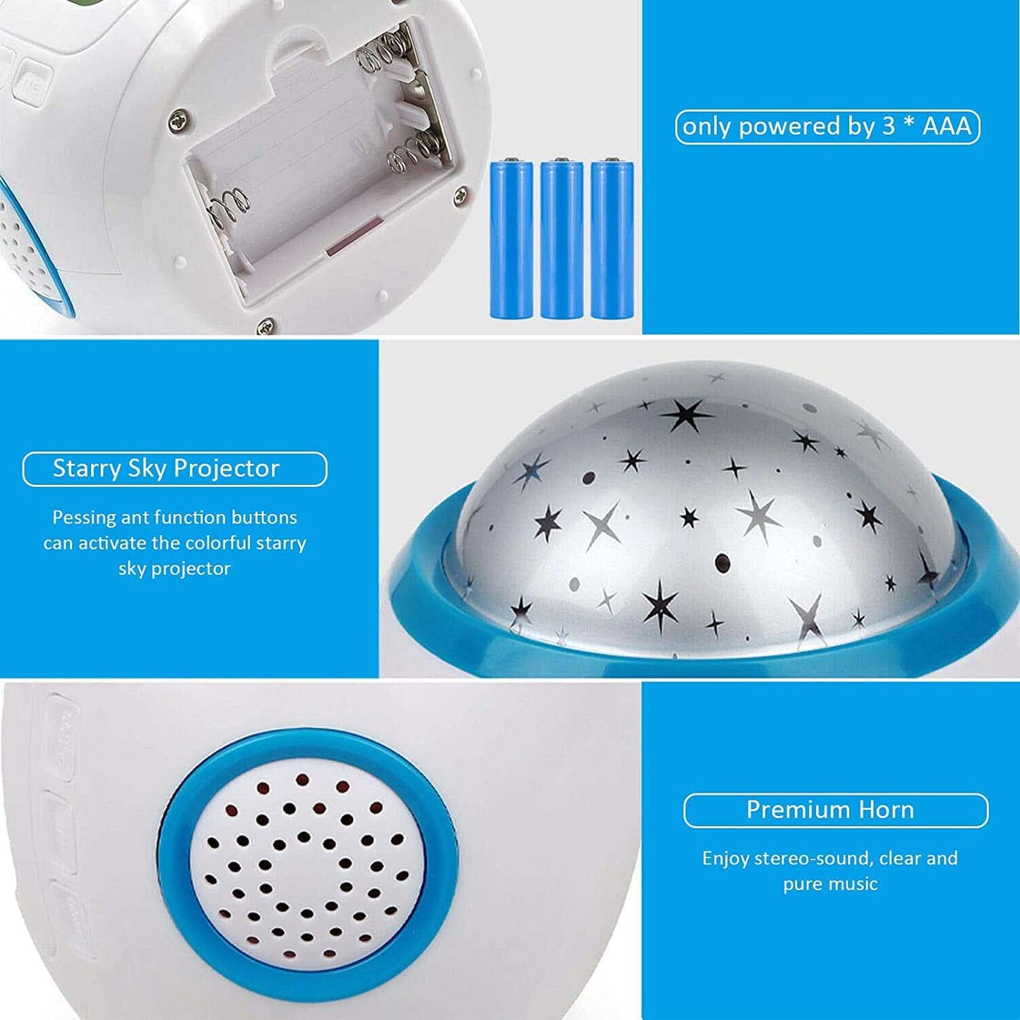 Kids Alarm Clock, Stars 7 Color Changing Night Light, LED Star Projector Starry Night Light, Digital Alarm Clock Temperature Detect for Toddler, Children Boys and Girls