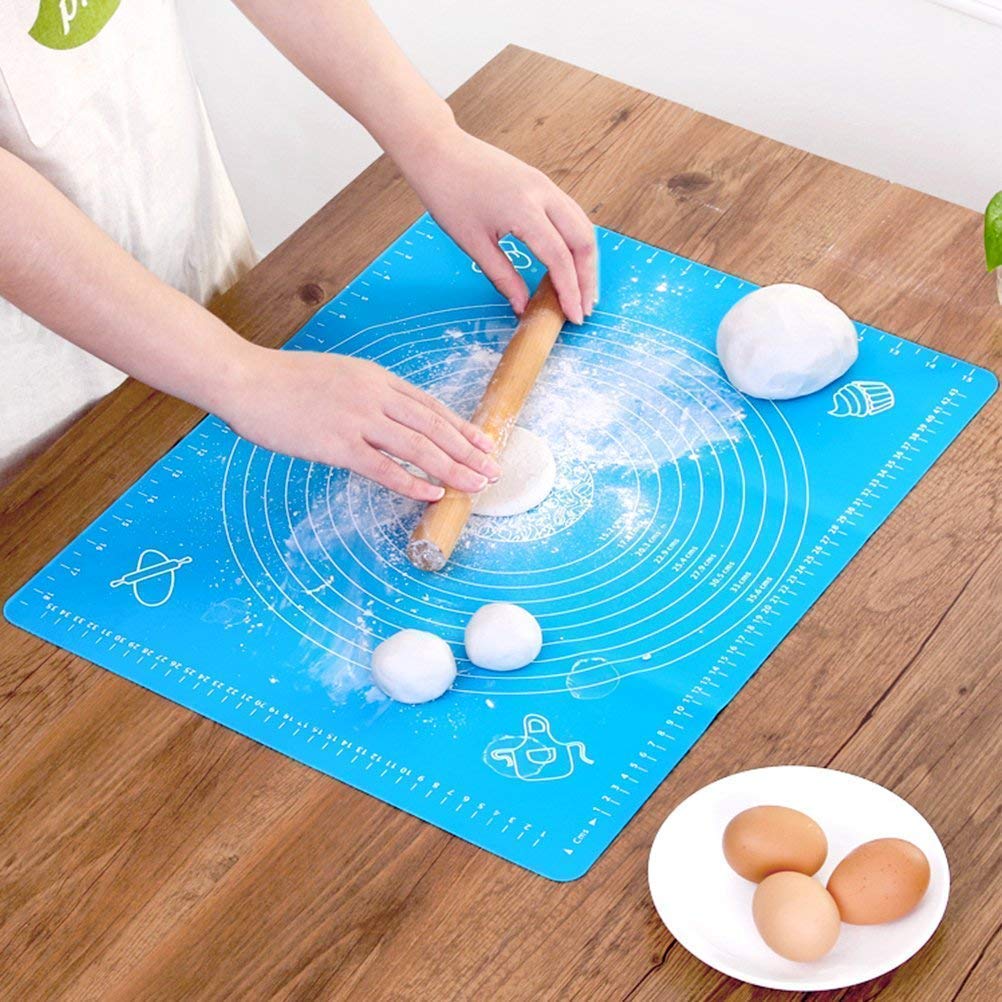 Shelony Silicone Baking Mat for Pastry Rolling with Measurements|Non-Stick Fondant Mat|Liner Heat Resistance Table Placemat Pad Pastry Board|Reusable Bpa Free(Random Color)(Baking Mat 50 * 40 Cm)