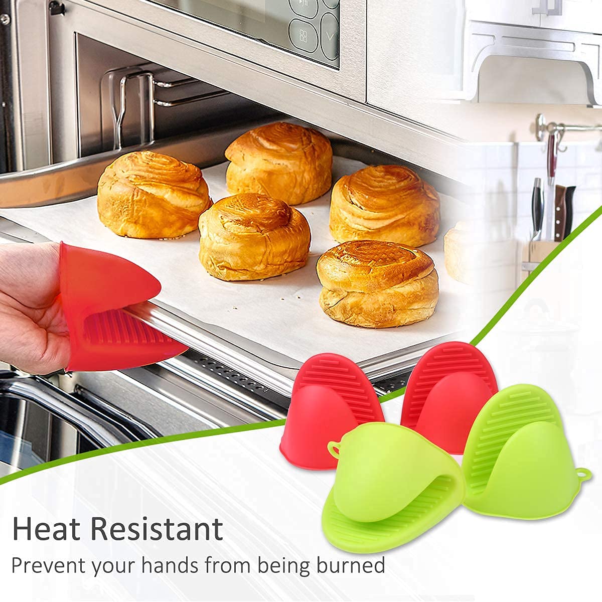 CELLEBII® Silicone Mini Microwave Oven Mitts Gloves, Baking Hand Gloves, Cooking Pinch Grips, Kitchen Heat Hot Handle Holder