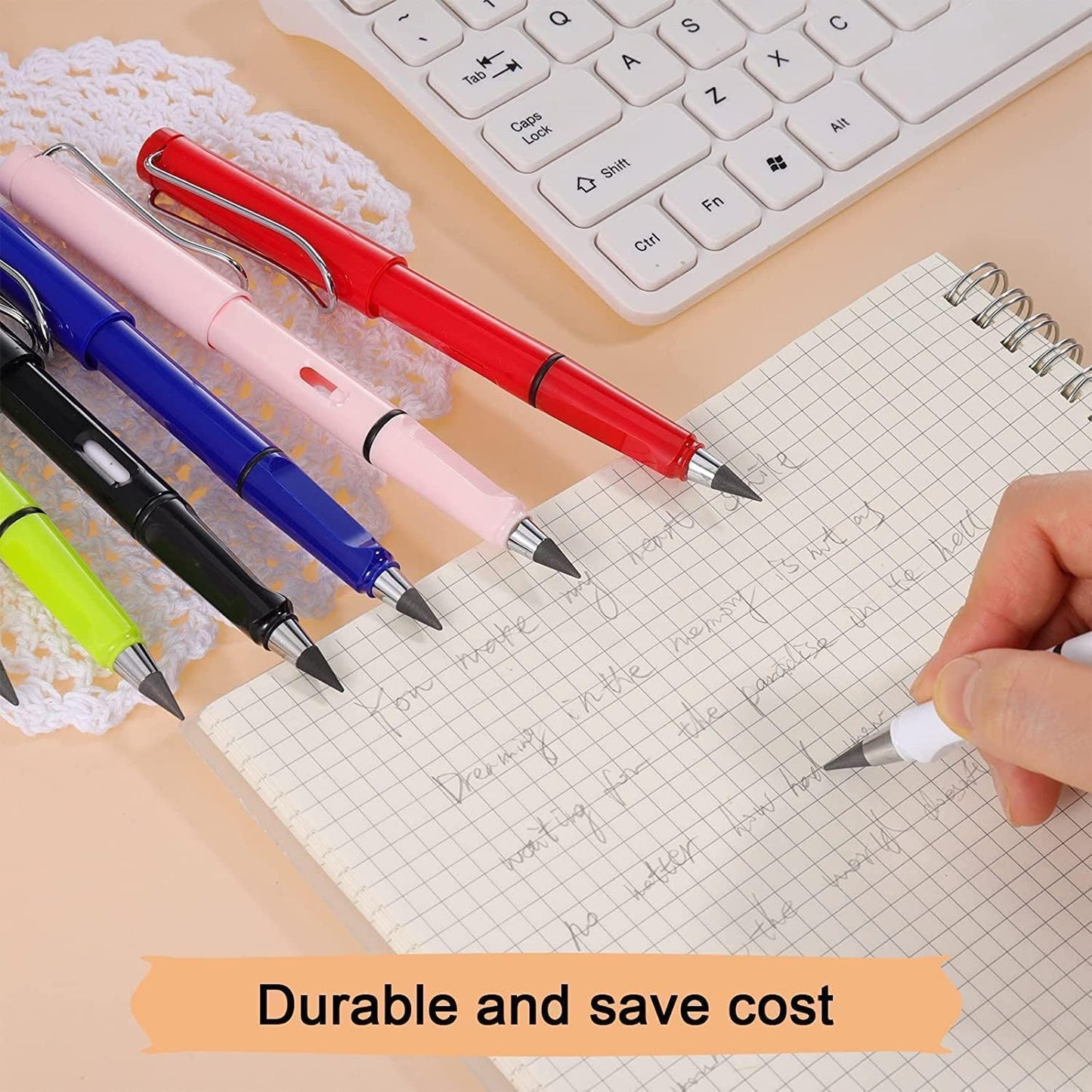 SPRADE Inkless Pencil Set – 6 PCS Eco-Friendly Eternal Pencils with Erasers – Reusable Writing Tools for School, Office & Drawing