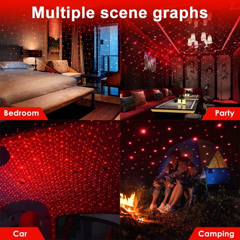 Ruslaan Freely Portable USB Car Interior Star Projector Night Light - Atmospheres Decoration for Cars, Trucks Office and Home Lights Romantic LED Ceiling Light, Adjustable Multiple Modes(Pack of 1)