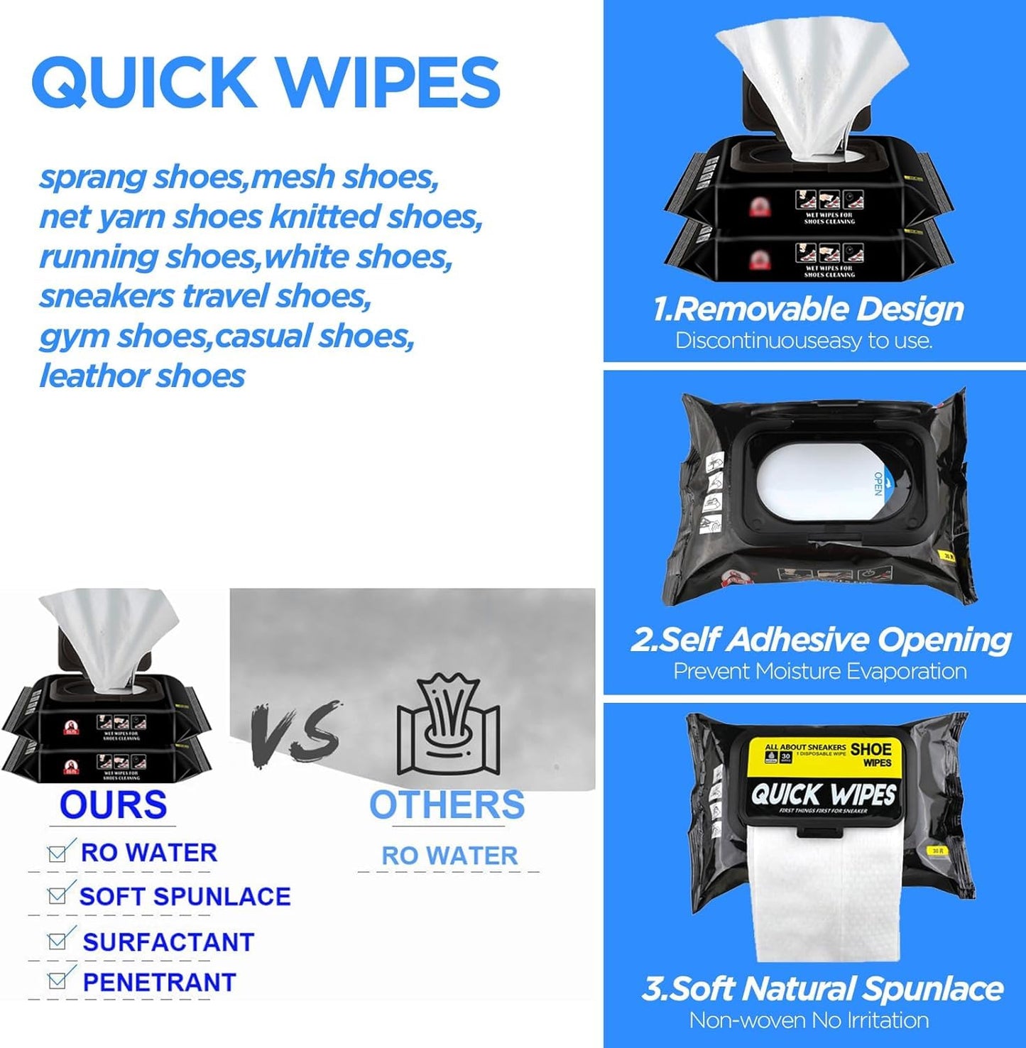Shoe Cleaning Wipes – 80 Count Sneaker Cleaner for Leather, Canvas, White Shoes, Quick Stain Removal, Portable & Disposable