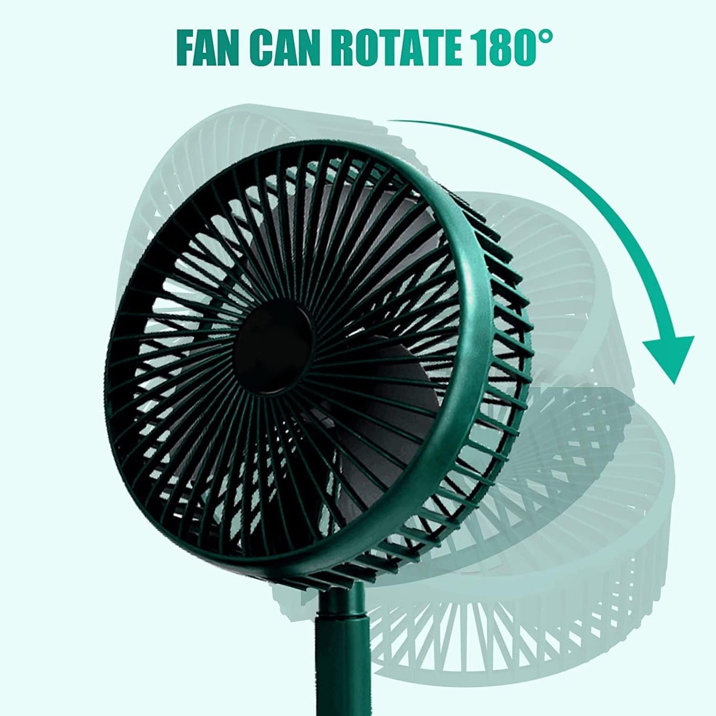 Oblivion Telescopic Electric Fan: Portable, Foldable & Height Adjustable for Travel, Silent Table Top Personal Fan for Bedside & Office, Compact Battery-Operated Quiet Cooling Desk Fan for Home (1Pc)